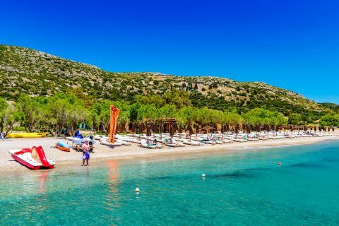 Turquoise waters and beautiful natural surroundings. Potokaki beach, Samos.