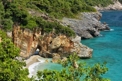 Azure waters and magical nature in Mylopotamos beach, Pelion