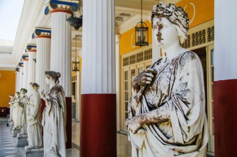 Marble statues in Achillion Palace, Corfu