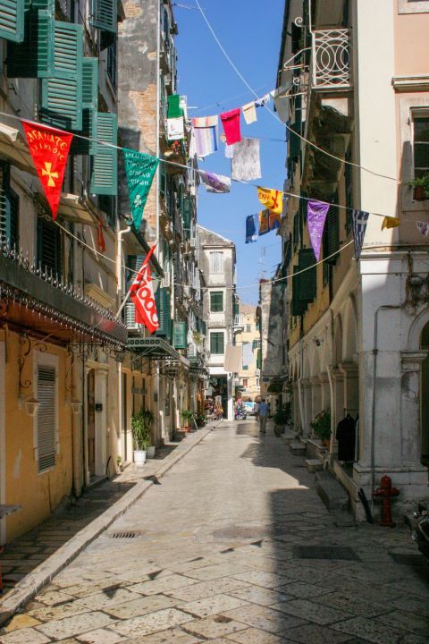 Exploring the streets of Corfu Town.