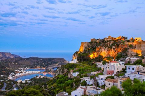 Impressive view of the Venetian Castle of Kythira and its vintage houses