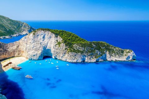 The unspoiled beauty of Navagio bay in Zakynthos.