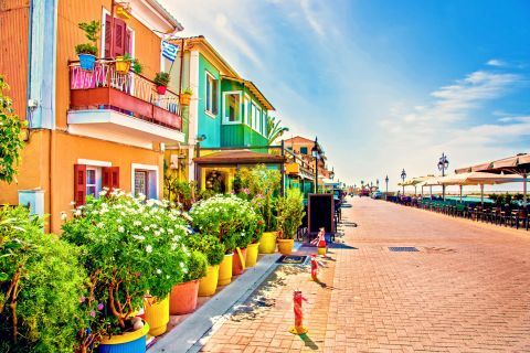 Lovely, colorful houses in Lefkada.