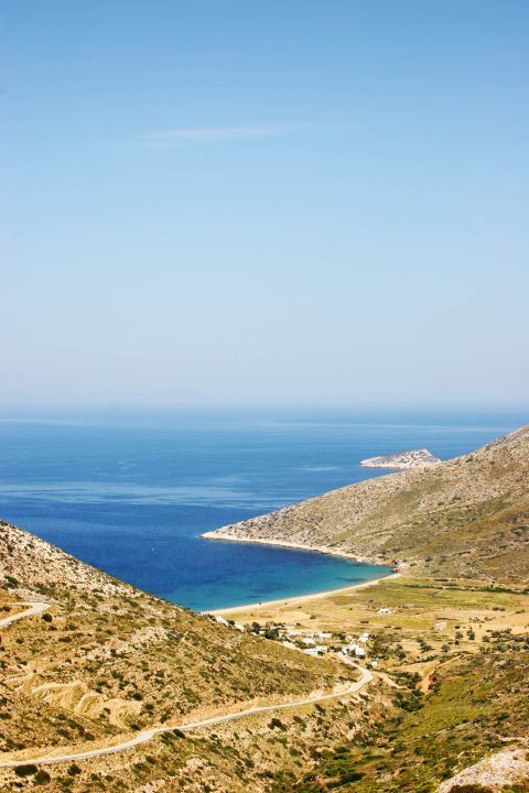 Panoramic view of Agia Theodoti beach in Ios.