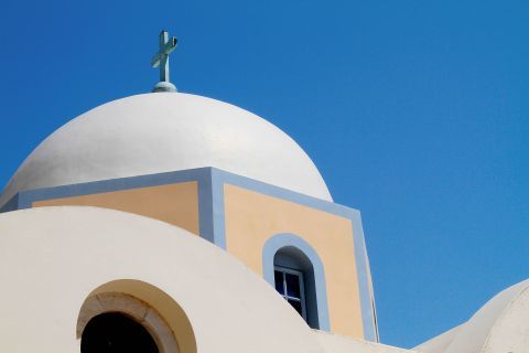 The belfry of the Cathedral in Santorini