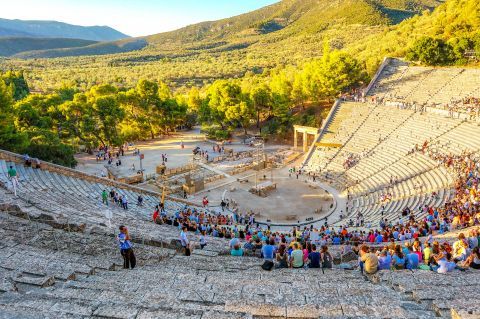 The Ancient Theater of Epidaurus is considered to be one of the best preserved Ancient Theaters in Greece.