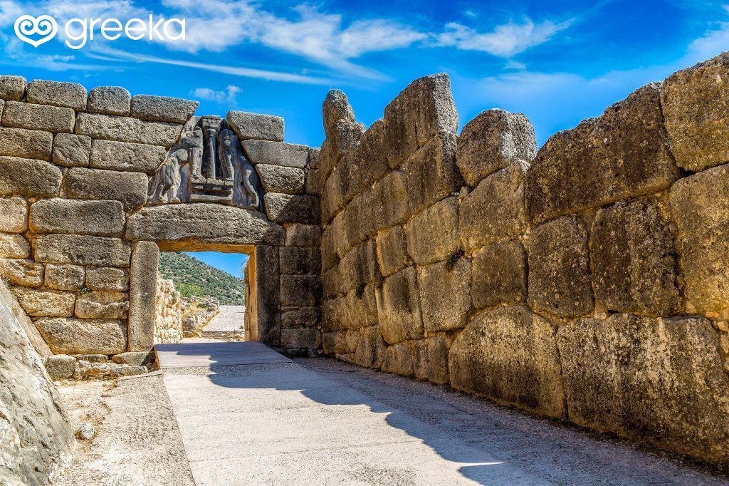 The Lion Gate, the main entrance of the Bronze Age settlement of Mycenae
