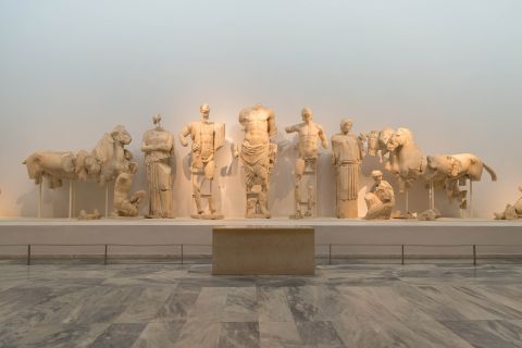 Marble statues, exhibited in the Archaeological Museum of Olympia