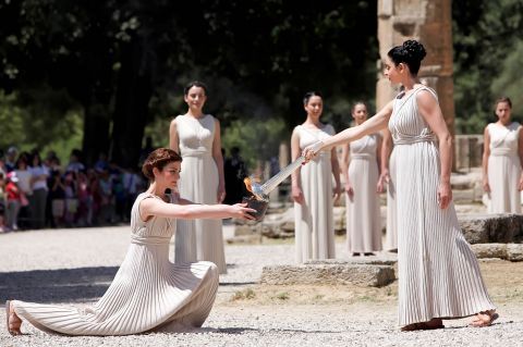The Olympic Flame Ceremony in Ancient Olympia