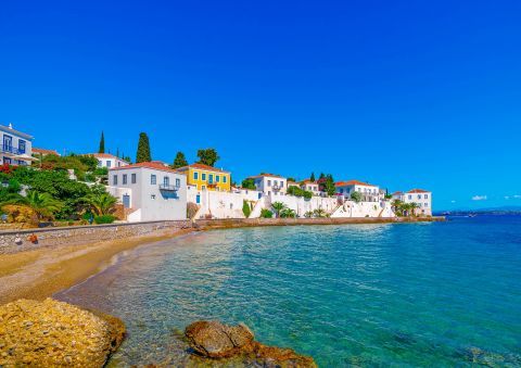 Colorful, impressive mansions in Spetses
