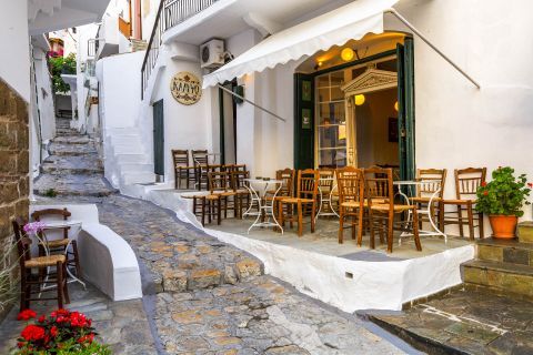 Picturesque places to eat, drink and relax. Skyros, Sporades.