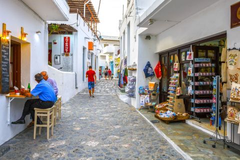 Picturesque alleys with lovely shops. Skyros, Sporades.