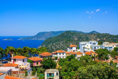 Traditional houses, surrounded by hills and relaxing nature. Alonissos, Sporades.