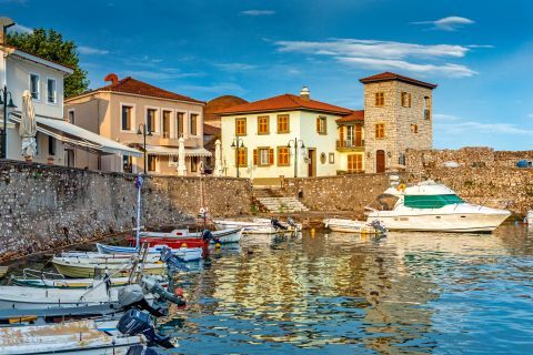 Fishing boats on the harbor of Nafpaktos Town