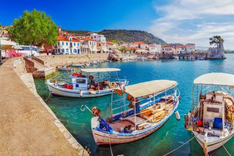Fishing boats on the harbor of Nafpaktos Town