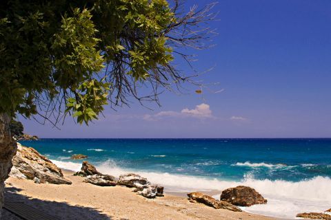 A windy day on a secluded beach of Pelion.