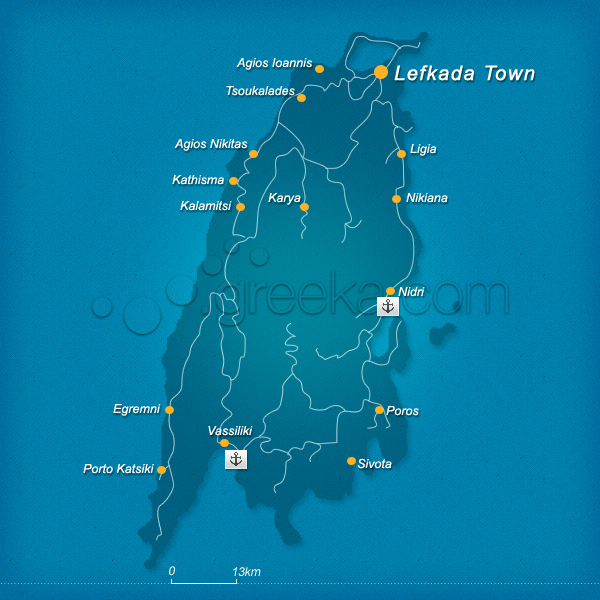 Map of Lefkada island, Greece - Greeka.com