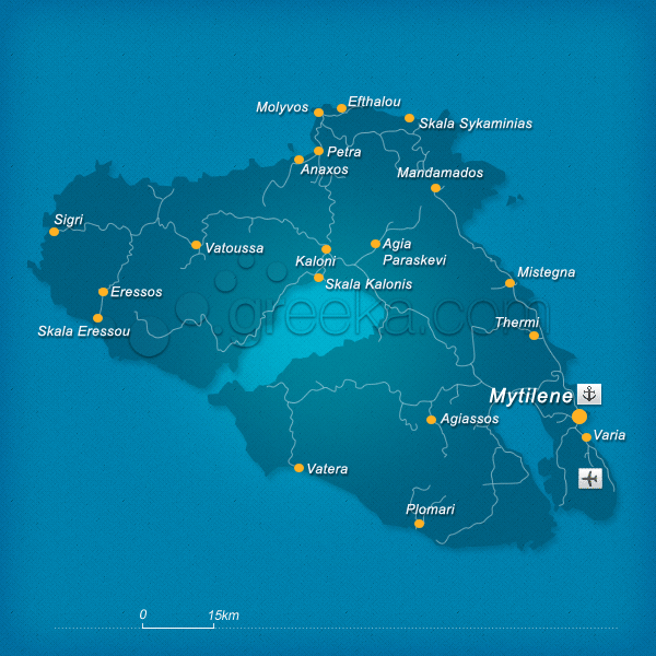 Map of Lesvos island, Greece - Greeka.com