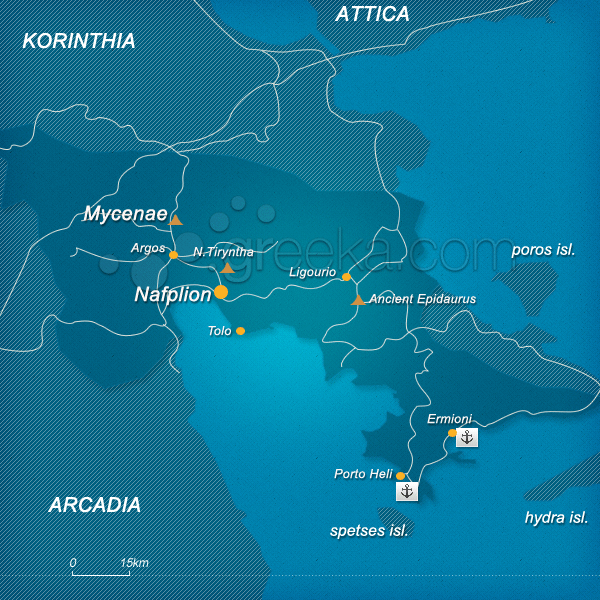 Map of Mycenae, Greece - Greeka.com