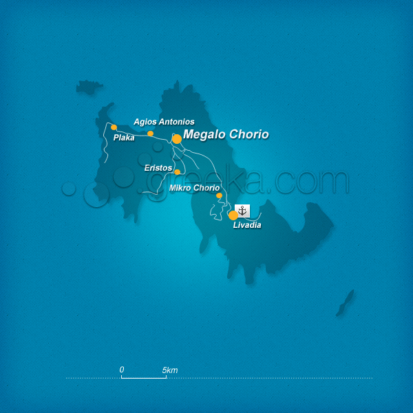 Map of Tilos island, Greece - Greeka.com