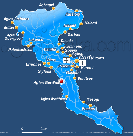 agios georgios krf mapa Corfu Agios Gordios beach | Corfu beaches   Greeka.com agios georgios krf mapa
