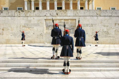 Changing of the guard: The Changing of the Guard Ceremony at the Tomb of the Unknown Soldier at Syntagma