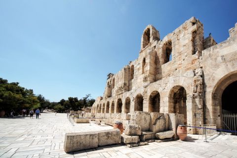 Herodes Atticus theatre: The Odeon of Herodes Atticus is located on the southwest slope of the Acropolis of Athens