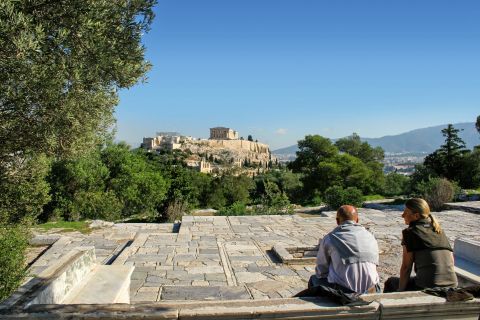 Filopappou Hill: View of the Parthenon from Filopapos hill