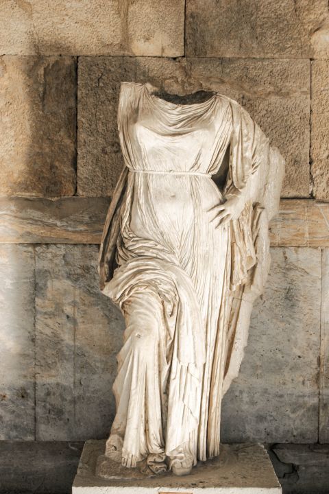 Stoa of Attalos: Marble statue of a woman body