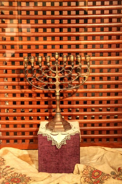 Jewish Museum: A Hanukkah menorah. A traditional Jewish candelabrum