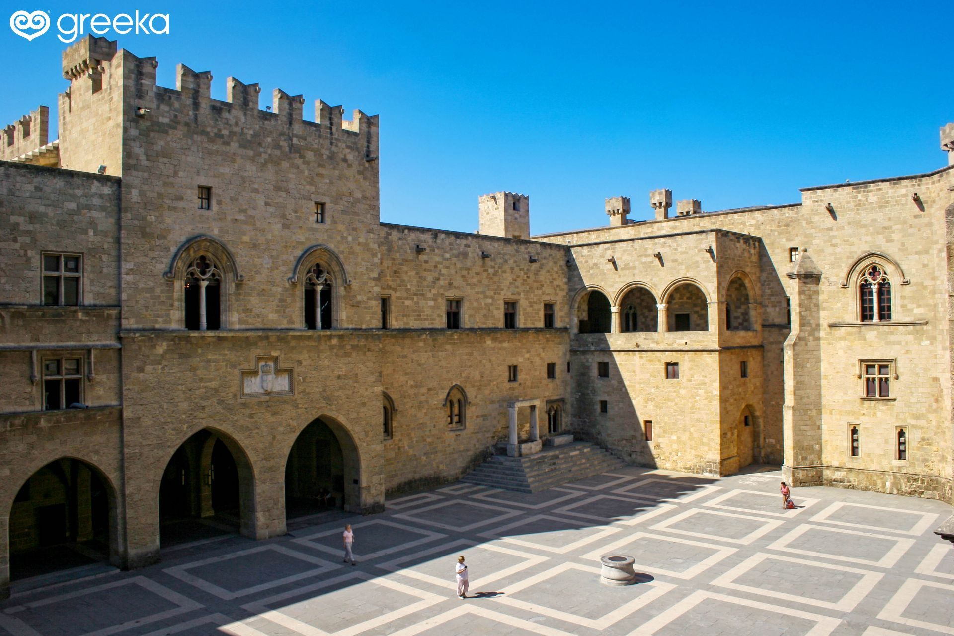 Rhodes, Greece, Grandmaster Palace architecture entry and towers Stock  Photo - Alamy