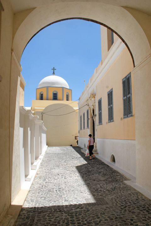 Catholic Cathedral: Distant view of the Catholic Cathedral of Santorini