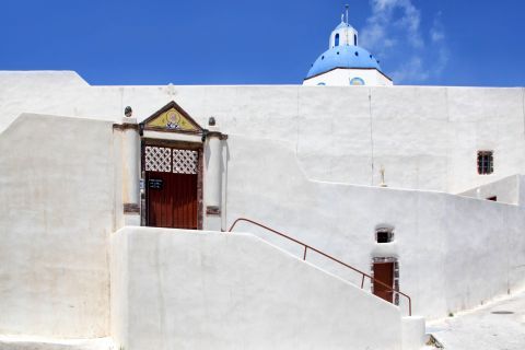 Agios Nikolaos Monastery: Agios Nikolaos monastery is white-colored with a blue dome