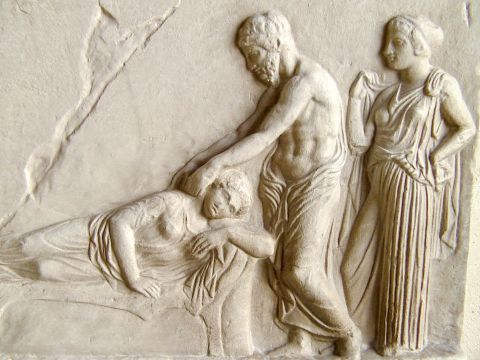 Archaeological Museum: A scene on marble.