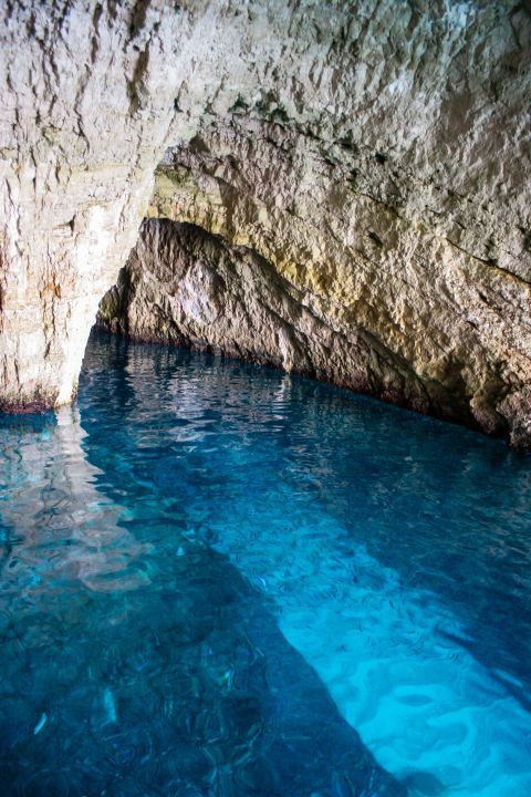 Blue Caves: Azure waters.