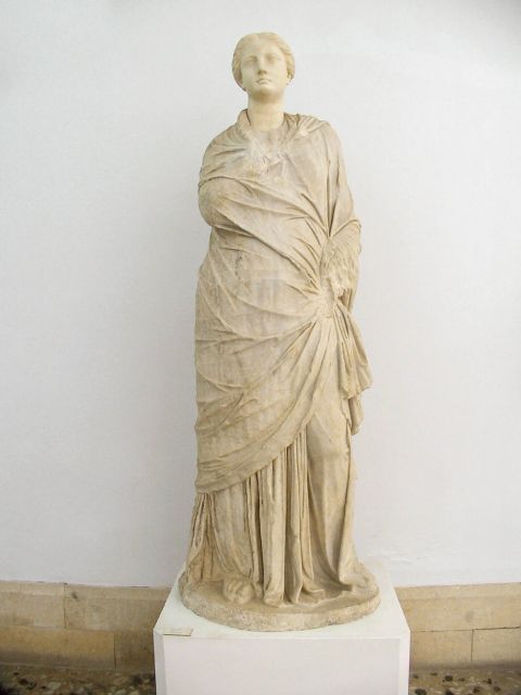 Archaeological Museum: A Roman woman in flowing robe.