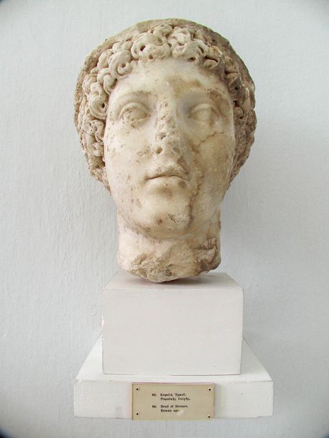 Archaeological Museum: Head of Hermes. Marble, Roman age.