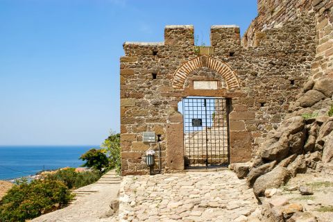 Molyvos Castle: A gate inside the premises of the Castle.