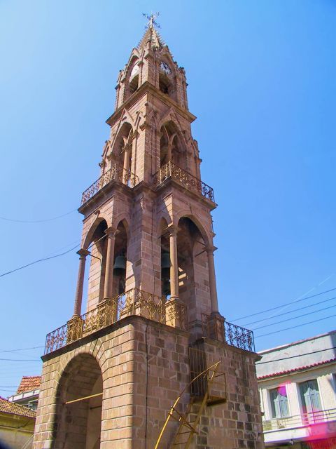 Agios Athanasios: The bell tower of the church of Saint Athanasios has Gothic elements.