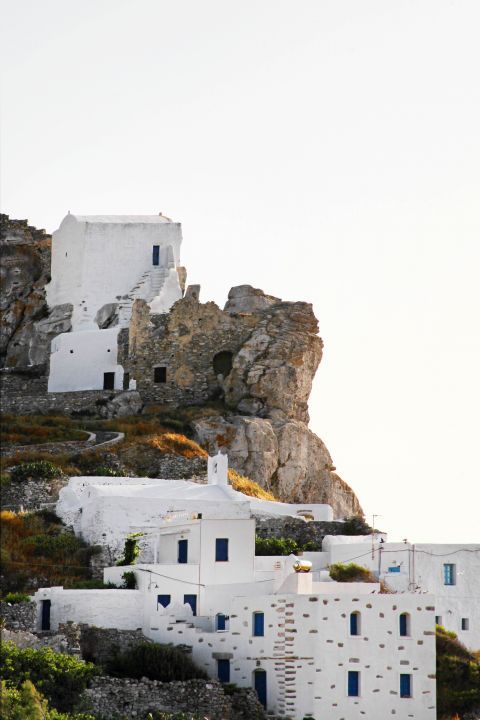 Venetian Castle: White and blue Cycladic buildings