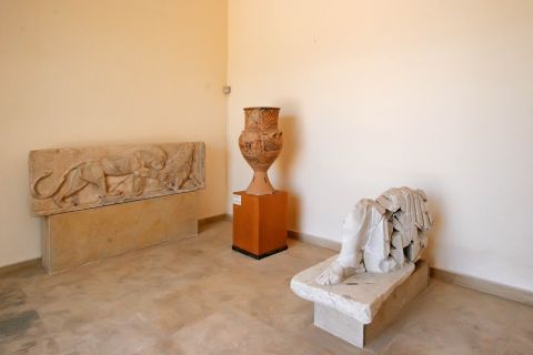 Archaeological Museum: An ancient amphora and marble exhibits