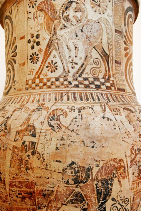 Archaeological Museum: Red-colored paintings on an ancient amphora