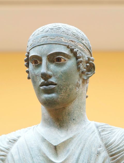 Archaeological Museum: Beautiful details on the face of the Charioteer.