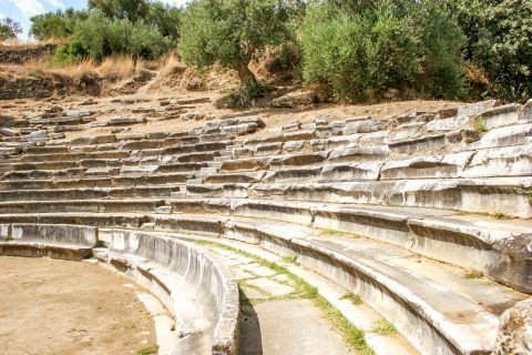 Ancient Theatre: The theater had simple stone seats in all rows except for the first, which was made of marble.