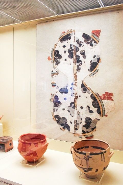 Archaeological Museum: Ceramic vases with black and red colored designs.