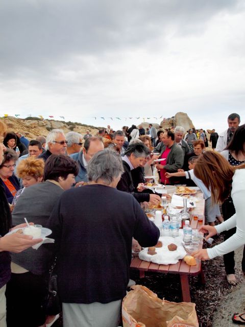 Panagia Parthena Islet: Locals celebrating at the feast  of Panagia Parthena