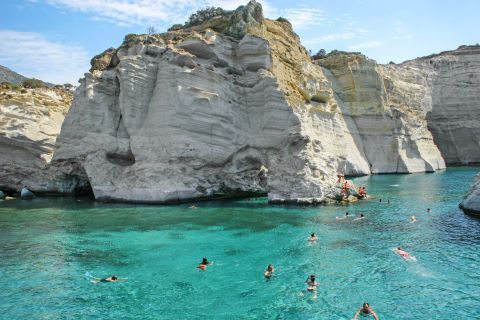 Sea Caves: The white color of the Caves of Milos