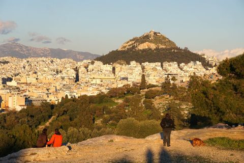 Pnyx Hill: View of Lycabettus from Pnyx Hill