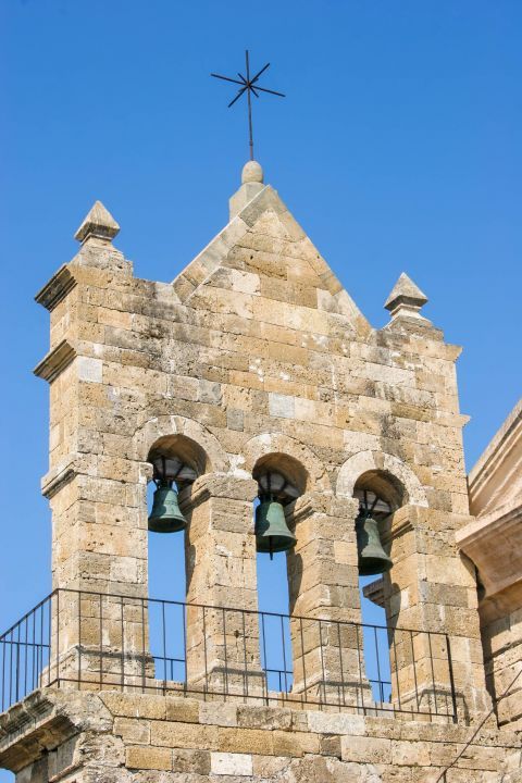 Church of Agios Nikolaos Molos: A close look to the belfry.
