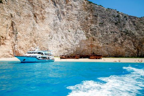 Navagio or Shipwreck: Navagio beach is reachable by boat.